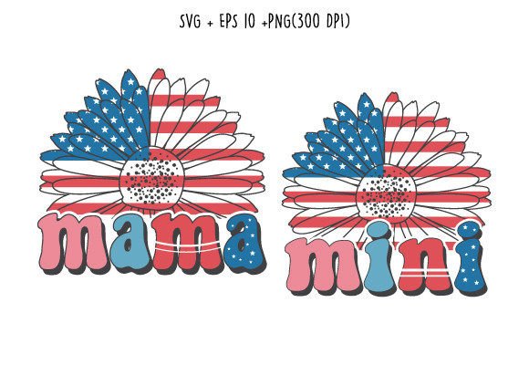 Mama Mini 4th of July Retro Embroidery Design