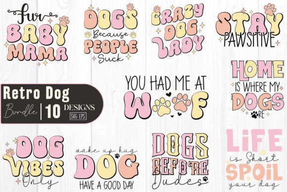 Retro Funny Dog Quotes SVG 10 Designs Review